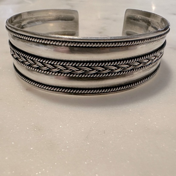 BA Suarti Sterling Silver Balinese Braided Cuff 925 Indonesia - Picture 6 of 7